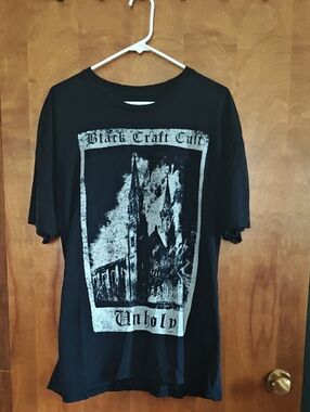 Black 'Unholy' Graphic Short Sleeve Tee - Black Craft Cult